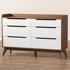 Baxton Studio Brighton Mid-Century White and Walnut Wood 6-Drawer Storage Dresser 137-7496